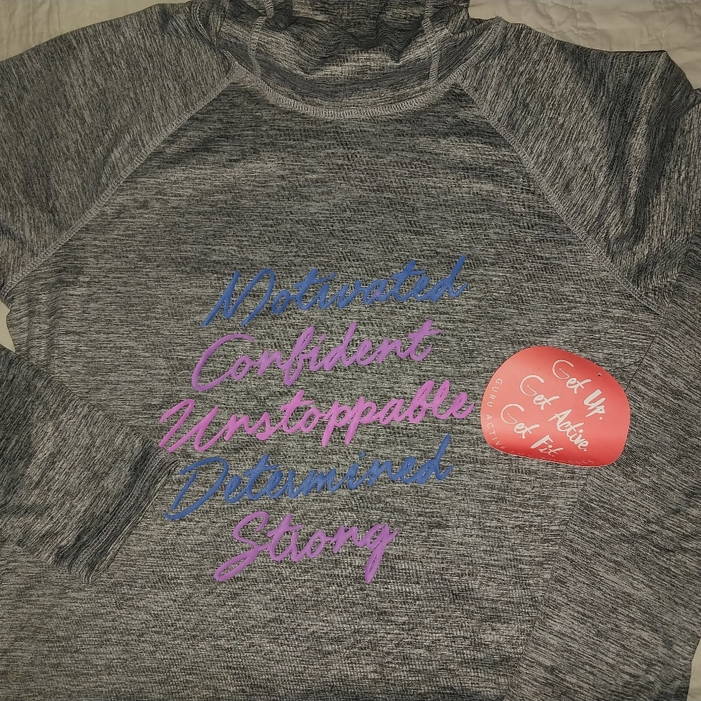 Womens ACTIVE gray marled graphic sweatshirt, lightweight,  motivated
